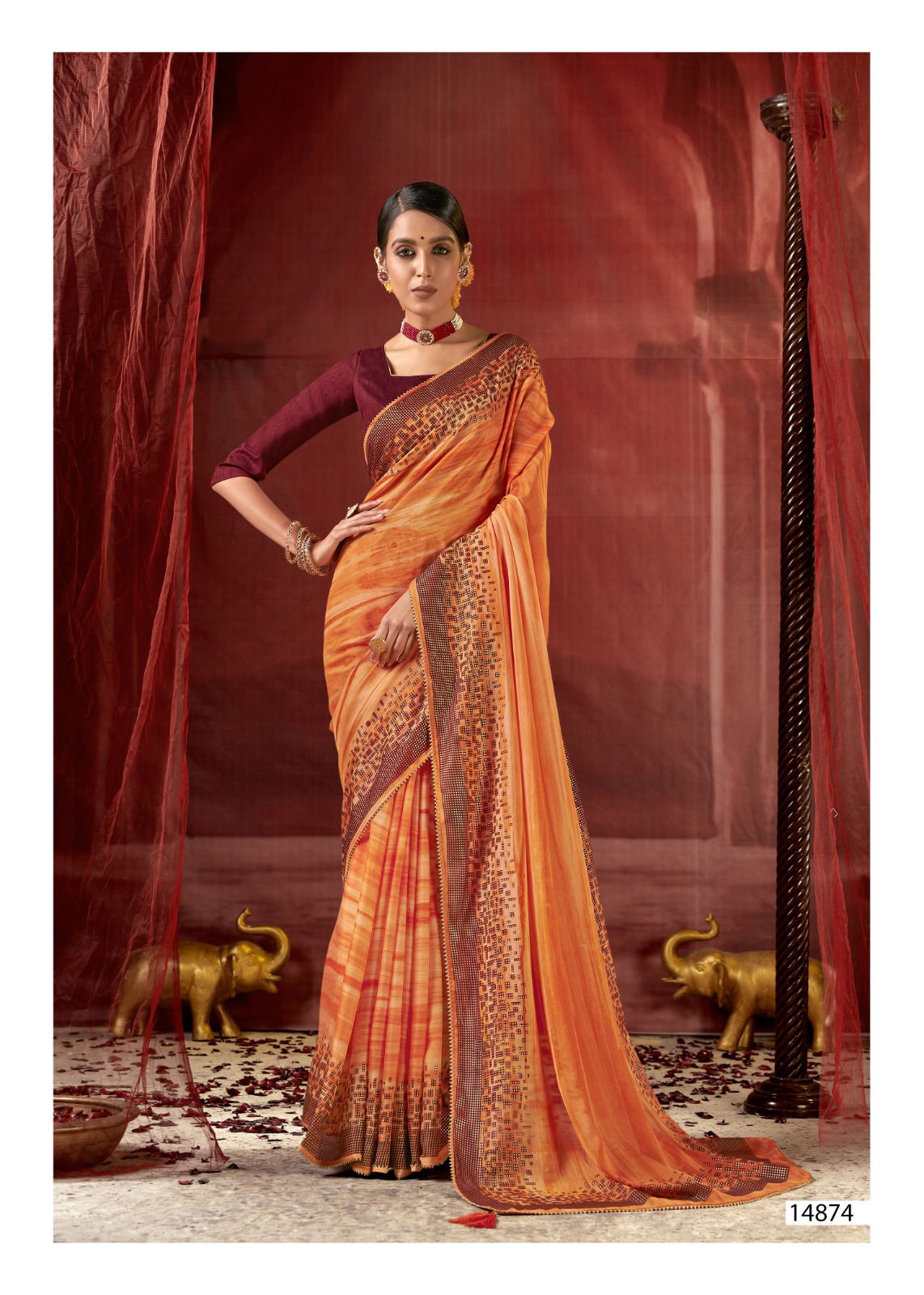 Naziya By Vallabhi Printed Chiffon Sarees Wholesale Shop In Surat